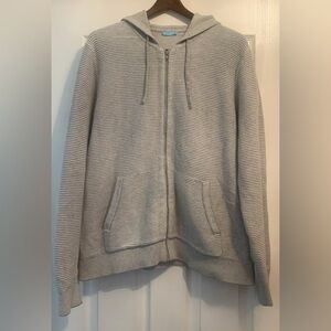 J. McLaughlin Heather Gray Zip-Up Hoodie Sweater W Front Pockets Size: XL